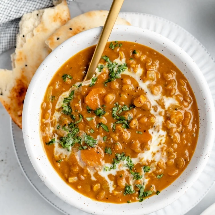 Vegan Curried Pumpkin Lentil Soup